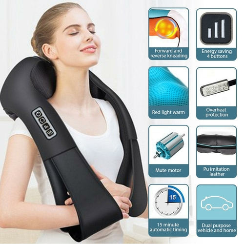 Masseur Électrique Multifonction Shiatsu Nuque et Dos avec Chaleur Apaisante